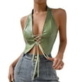 thumbnail image 1 of Dealovy Crop Tank Tops for Women Casual Sleeveless Deep V-Neck Tie Front Slim Fitted Cute Night out Clubwear, 1 of 9