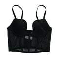 thumbnail image 1 of Dealovy Crop Tops for Women Mesh Sheer Spaghetti Strap Going out Bustier Corset Bodysuit with Built in Bra, 1 of 4
