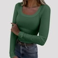 thumbnail image 1 of Dealovy Going out Tops for Women Scoop Neck Long Sleeve Shirts Casual Slim Fit Ribbed Knit Summer Fall Basic Business Work Tees Tops, 1 of 7