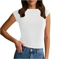 thumbnail image 1 of Dealovy Going out Tops for Women Short Sleeve Crewneck T Shirts Stretchy Slim Fitted Solid Basic Tees, 1 of 7