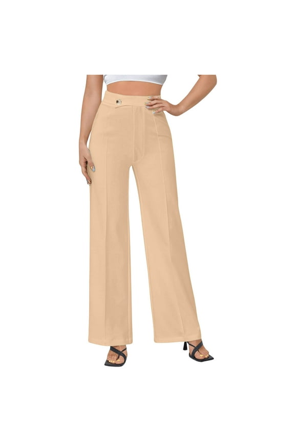 High Wasit Pants for Women Flare Leg Elastic Waist Tunic Casual Trouserts for Women Everyday Wear Pants