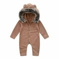 thumbnail image 1 of Dealovy Infant Baby Boys Girls Clothes Unisex Winter Hooded Romper Long Sleeve Solid Color Onesie Jumpsuits, 1 of 8