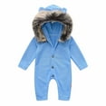 thumbnail image 1 of Dealovy Infant Baby Boys Girls Clothes Unisex Winter Hooded Romper Long Sleeve Solid Color Onesie Jumpsuits, 1 of 8
