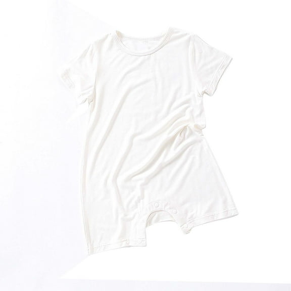 Dealovy Infant Baby Clothes Unisex Summer Short Sleeve Crewneck Onesie Toddler Solid Color Romper Kids Plain Comfy Jumpsuits