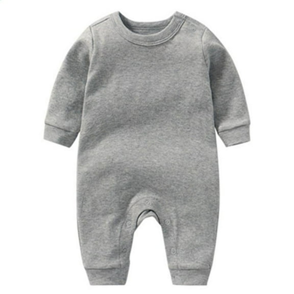 Dealovy Infant Toddler Newborn Baby Onesie Round Neck Long Sleeve Solid Color Full Zip Comfortable Plain Jumpsuit Covering the Feet