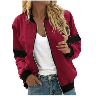 Dealovy Jackets for Women Zip up Lightweight Jacket Long Sleeve Fall Trendy Casual Coat Outerwear