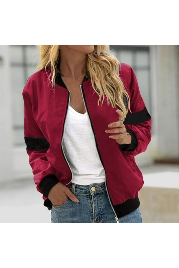 Jackets for Women Zip up Lightweight Jacket Long Sleeve Fall Trendy Casual Coat Outerwear