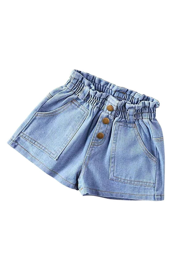 Jeans Shorts for Girls Elastic Waist Denim Shorts Wide Leg Summer Shorts with Pockets