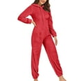 thumbnail image 1 of Dealovy Jumpsuit Pajamas for Women Long Sleeve Onesie Sleepwear Winter Warm Plush Hooded Romper with Pockets, 1 of 8