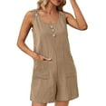 thumbnail image 1 of Dealovy Jumpsuits for Women Scoop Neck Sleeveless Baggy Lounge Shorts Summer Solid Color Rompers with Pockets, 1 of 9