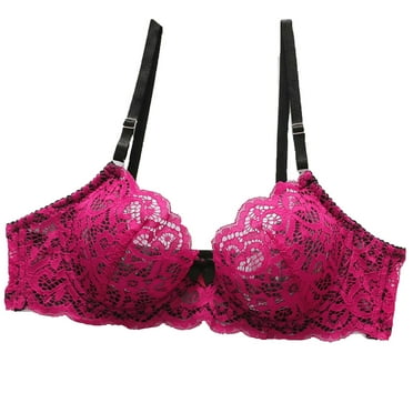 Dealovy Lace Bras for Women Underwire Full Coverage Breathable Thin Padded Push up Comfy Everyday Bra
