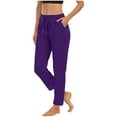 thumbnail image 1 of Dealovy Lounge Pants for Women Drawstring Elastic Waist Fitting Work Casual Ruched Workout Pants Pockets, 1 of 9