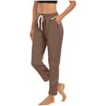 thumbnail image 1 of Dealovy Lounge Pants for Women Drawstring Elastic Waist Fitting Work Casual Ruched Workout Pants Pockets, 1 of 9