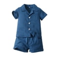 thumbnail image 1 of Dealovy Lounge Set for Toddler Baby Boys Button down Shorts Sleeve Shirts Elastic Waist Shorts 2 Piece Sets, 1 of 2