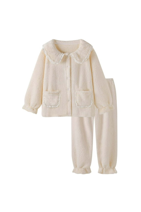 Lounge Sets for Women 2 Piece Pajamas Fleece Shirts Pants Fuzzy Soft Sleepwear Loungewear