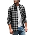 thumbnail image 1 of Dealovy Mens Plaid Shirts Button down Long Sleeve Collared Neck Fashion Shirts for Men Solid Color, 1 of 8