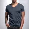 thumbnail image 1 of Dealovy Mens T Shirts Summer Casual Drop Shoulder V Neck Fitting Solid Color Tee Shirts Basic Tops,Dark Gray,M, 1 of 9