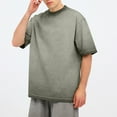 thumbnail image 1 of Dealovy Mens T Shirts Summer Short Sleeve Tops Unisex Casual Vintage Washed Loose Comfy Tee Shirts,Army Green,L, 1 of 9