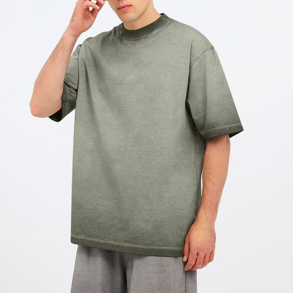Dealovy Mens T Shirts Summer Short Sleeve Tops Unisex Casual Vintage Washed Loose Comfy Tee Shirts,Army Green,L