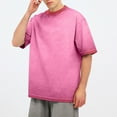 thumbnail image 1 of Dealovy Mens T Shirts Summer Short Sleeve Tops Unisex Casual Vintage Washed Loose Comfy Tee Shirts,Hot Pink,XL, 1 of 9
