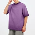 thumbnail image 1 of Dealovy Mens T Shirts Summer Short Sleeve Tops Unisex Casual Vintage Washed Loose Comfy Tee Shirts,Purple,XL, 1 of 9