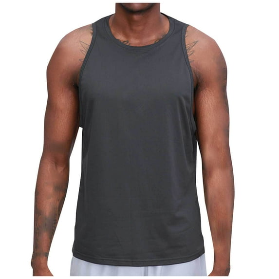 Dealovy Mens Workout Tank Top Sleeveless Shirts Quick Dry Lightweight T Shirt Gym Fitted Solid Color Running Tees