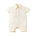 thumbnail image 1 of Dealovy Newborn Baby Boy Girl Romper Toddler Short Sleeve Button Collar Romper Unisex 1 Piece Summer Outfit, 1 of 4