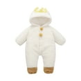 thumbnail image 1 of Dealovy Newborn Boys Girls Clothes Toddler Baby Fleece Onesie Footed Snowsuits Infant Jumpsuit Winter Hooded Romper, 1 of 8