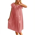 thumbnail image 1 of Dealovy Nightgowns for Women Short-Sleeve Nightdress Lace Crewneck Sleepshirts Soft House Dress Ladies Pajamas Dresses, 1 of 9