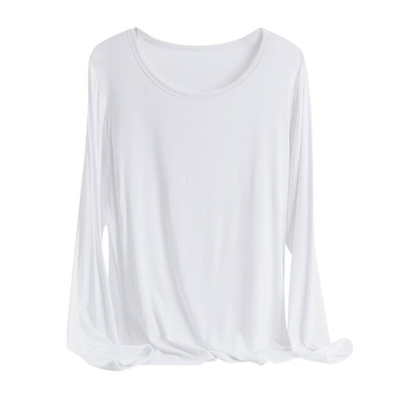 Dealovy Pajamas Tops for Women Plus Size Long Sleeve Shirts Loose Casual Comfy Crew Neck Loungewear Tees