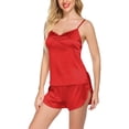 thumbnail image 1 of Dealovy Pajamas for Women Set Satin V-Neck Sleeveless Tank Top Elastic Waist Shorts Breathable Solid Sleepwear, 1 of 5