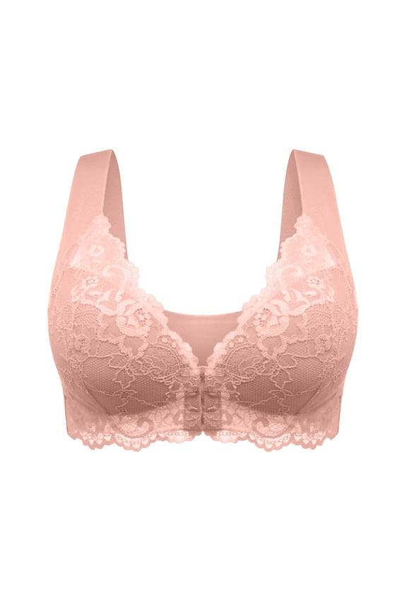 Plus Size Bras for Women Lace Full Coverage Front Closure Wide Strap Push up Everyday Bras