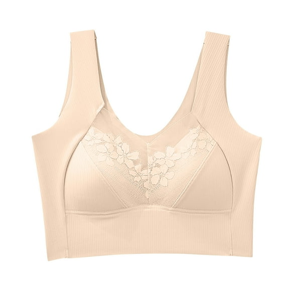 Dealovy Plus Size Bras for Women Wireless Everyday Bras Lace Mesh Full Coverage Comfort Push up Bras