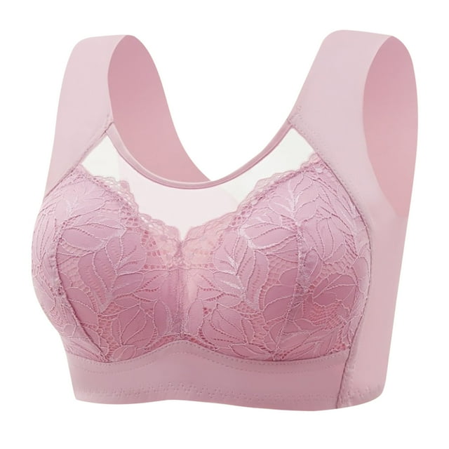 Dealovy Push up Wireless Bras for Women Seamless Wide Strap Floral Lace Full Coverage Everyday Bra