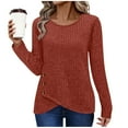thumbnail image 1 of Dealovy Ribbed Knitted Sweaters for Women Crewneck Long Sleeve Swater Pullover Tops Womens Blouses Solid Color, 1 of 8