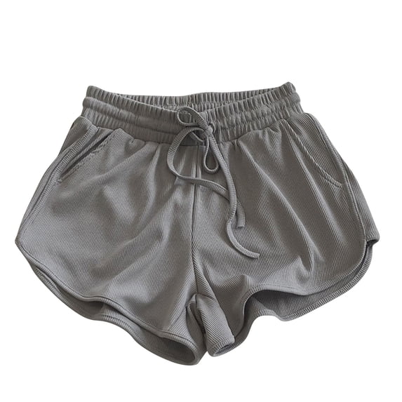 Dealovy Running Shorts for Women High Waisted Drawstring Solid Color Sports Loose Wide Leg Shorts