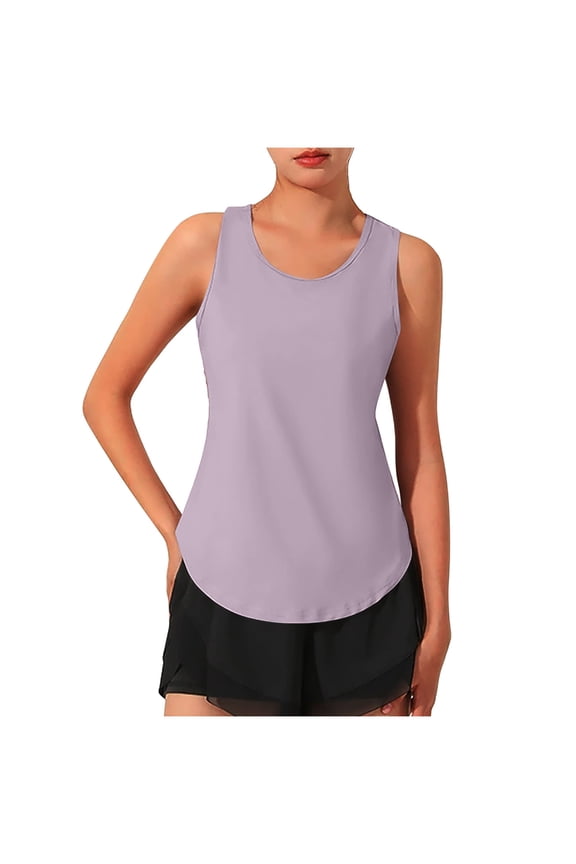 Running Tops for Women Summer Round Neck Backless Breathable Fitting Athletic Workout Tops