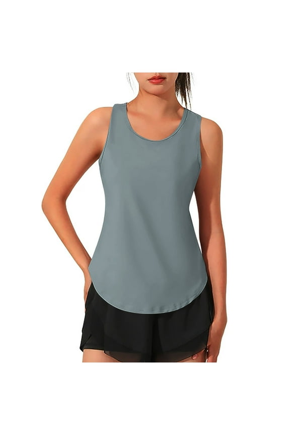 Running Tops for Women Summer Round Neck Backless Breathable Fitting Athletic Workout Tops