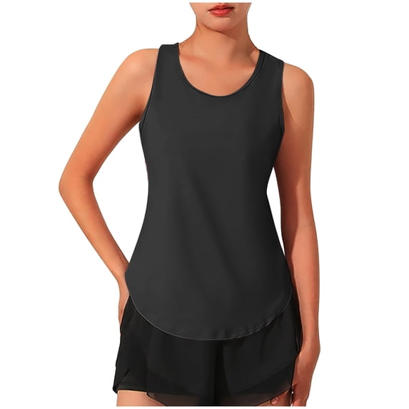 Dealovy Running Tops for Women Summer Round Neck Backless Breathable Fitting Athletic Workout Tops