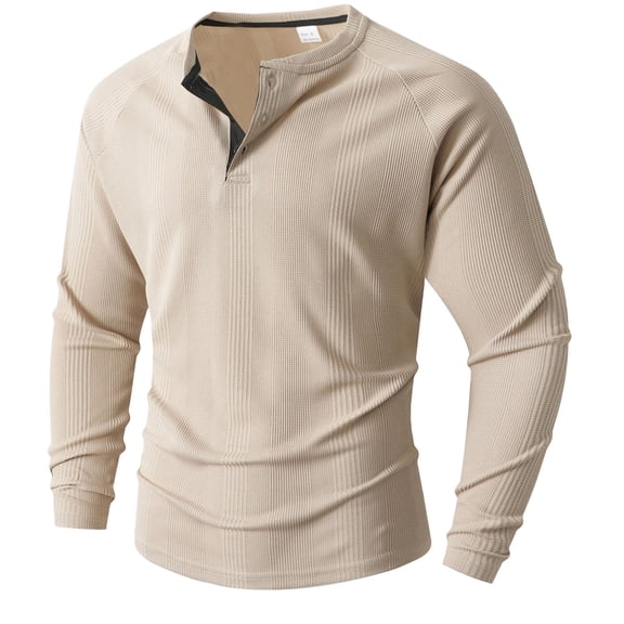 Dealovy Shirts for Men Long Sleeve V Neck Pullover Breathable Mens Casual Comfy Pullover Shirts Solid Color S-3XL
