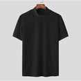 thumbnail image 1 of Dealovy Shirts for Men Summer Casual Drop Shoulder Short Sleeve Solid Color Mock Turtleneck Tee Shirts,Black,XXXL, 1 of 6