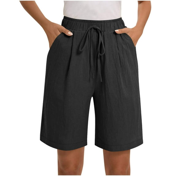 Dealovy Shorts for Women Drawstring High Waisted Lounge Shorts Straight Leg Pull on Summer Beach Shorts