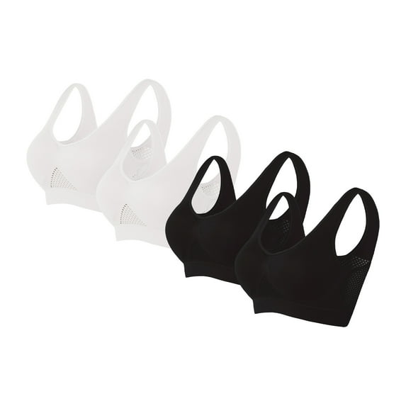 Dealovy Sports Bras for Women Plus Size High Support Wirefree Bras Push up Comfort Workout Bras 4 Pack