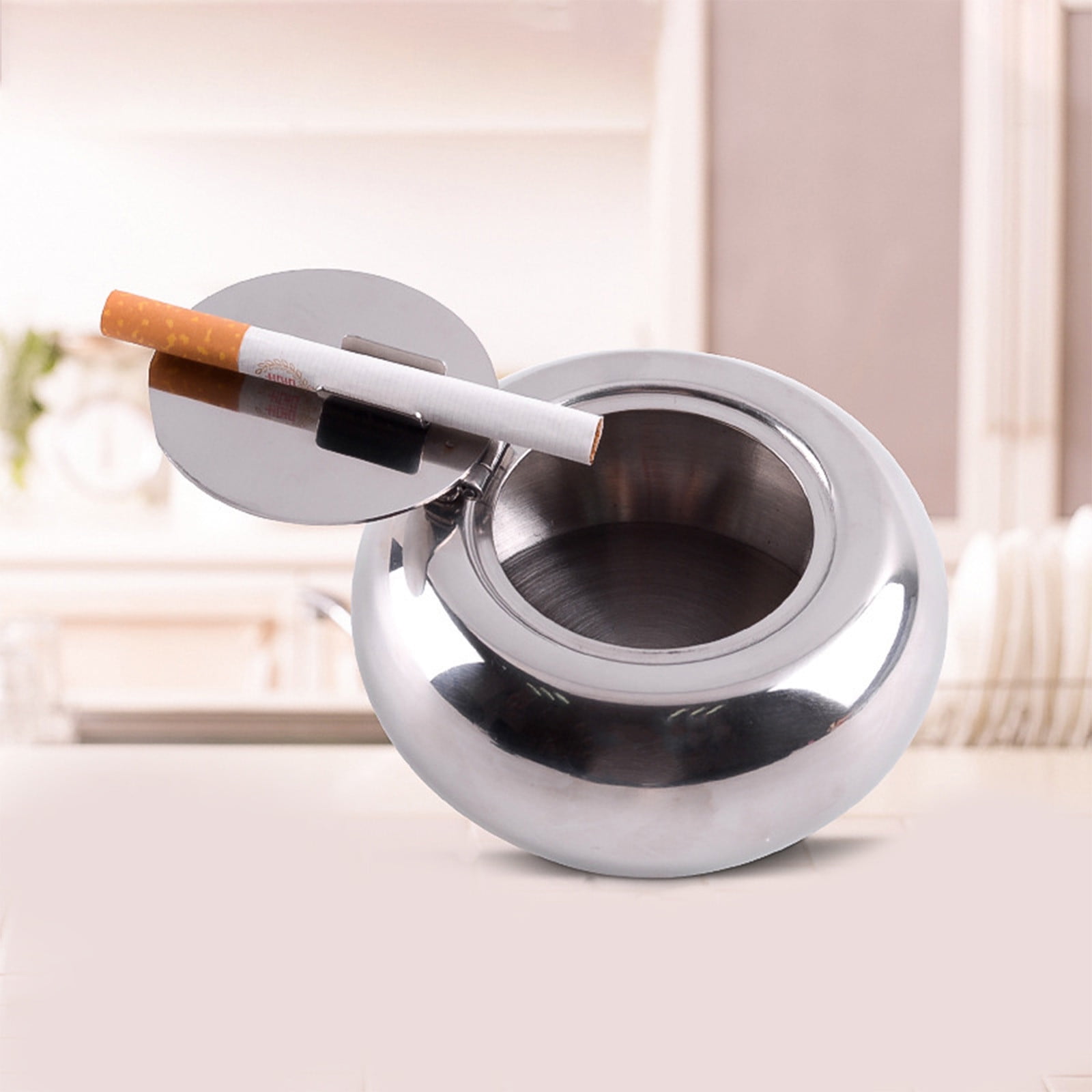 Dealovy Stainless Steel Ashtray, Car Ashtray, Tray with Lid Fully