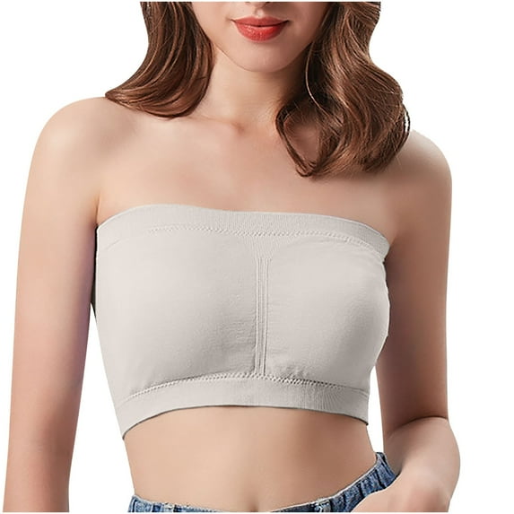 Dealovy Strapless Bra for Women Wireless Solid Color Padded Bralette Comfort Seamless Tube Top Bras