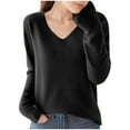 thumbnail image 1 of Dealovy Sweaters for Women V Neck Long Long Sleeve Loose Fitted Lightweight Casual Shirts for Women Solid Color, 1 of 2