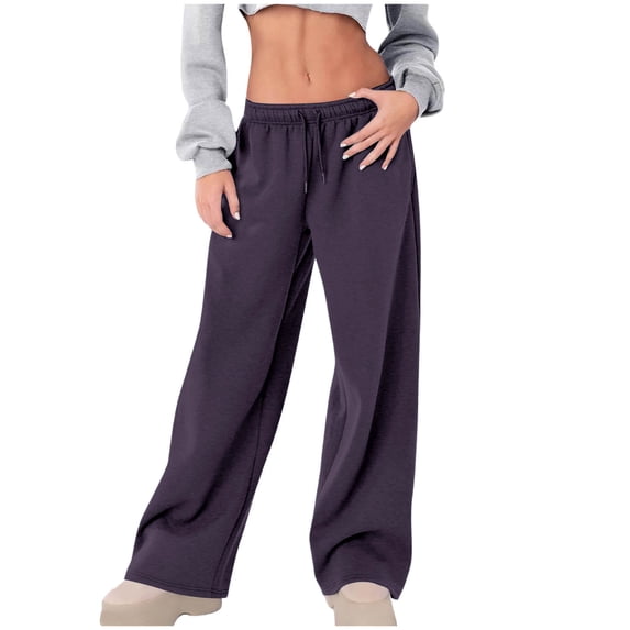 Dealovy Sweatpants Women Elastic High Waist Drawstring Pants Solid Color Wide Leg Athletic Trousers with Pockets