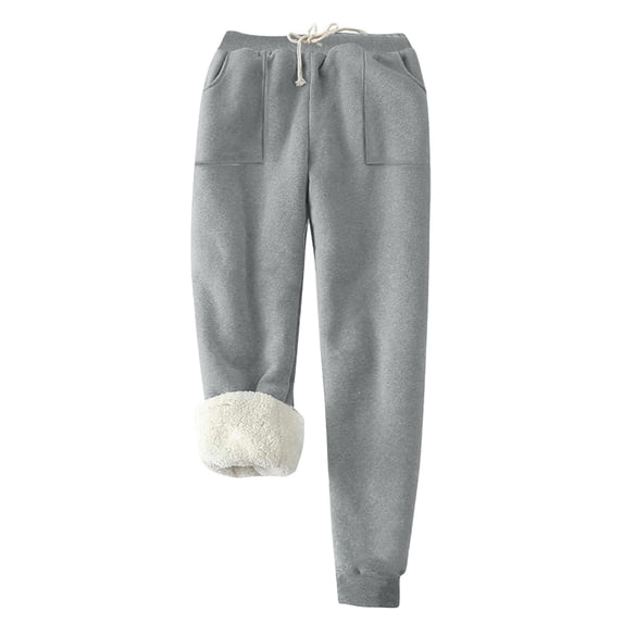 Dealovy Sweatpants for Women Winter Warm Fleece Lined Drawstring High Waisted Casual Joggers with Pockets