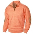 thumbnail image 1 of Dealovy Sweatshirts for Men Long Sleeve Stand Collar Fleece Warm Cotton Spandex Casual Pullover Sweatshirts Quarter Button, 1 of 4