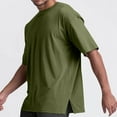 thumbnail image 1 of Dealovy T Shirts for Men Crew Neck Short Sleeve Basic Tee Side Split Oversized Casual Loose Athletic Tops,Army Green,XL, 1 of 9
